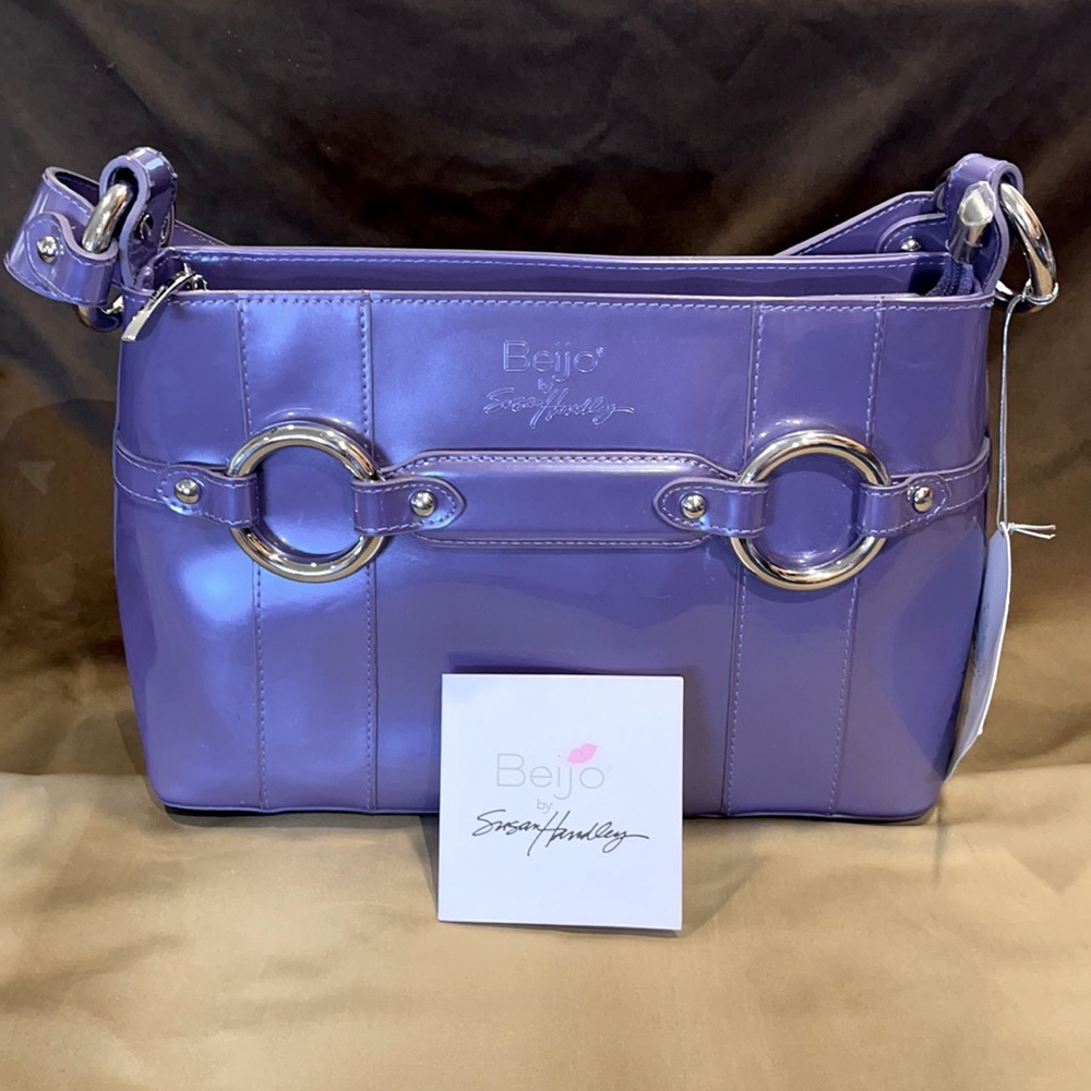 Beijo Pearl Purple Glossy Patent Leather Handbag